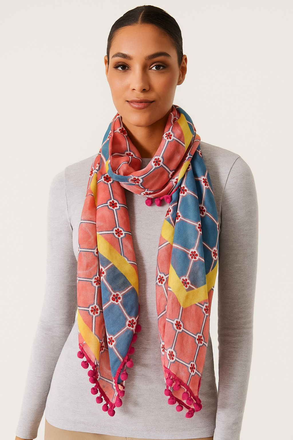 Hild Rief, Peach/Turquse Scarf